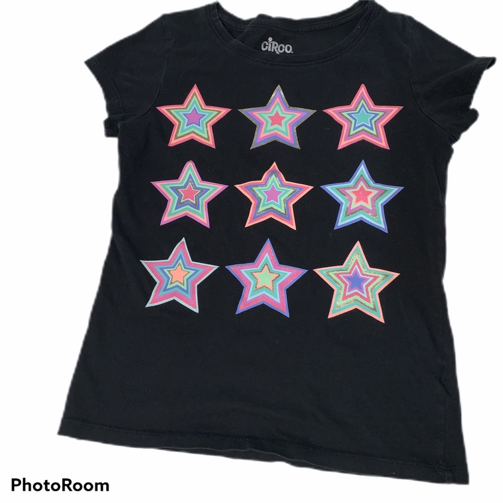 Girls short sleeved T-shirt with stars, size M 7-8